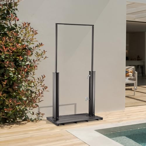 Home Deluxe Solardusche mit Bodenplatte Paros - 110 x 76 x 219 cm - 40L | Gartendusche, Pooldusche, Outdoordusche