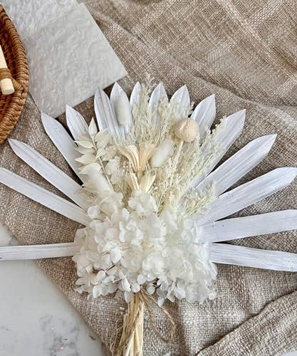 Dried Flower Cake Topper Spear Palm Bouquet (White Fan Set)