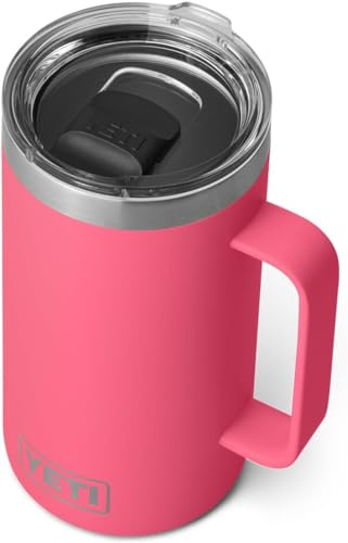 YETI Rambler Mug, Vacuum Insulated Stainless Steel Mug with Magslider Lid, Tropical Pink, 24 oz (709 ml)