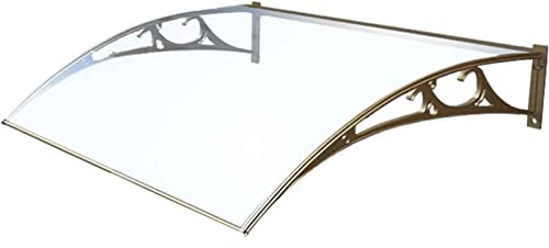 Auvent de Porte Exterieur, Marquise de Porte d'entrée Toit Marquise en Polycarbonate Étanche, Contre la Pluie et UV Support Robuste en Aluminium Diverses Tailles(Size:0.6 * 0.6m)
