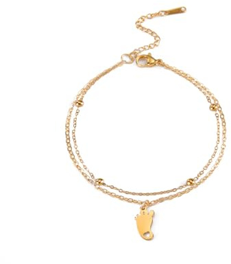 Bracelet, Bracelet, Jewelry, Women'S And Men'S Leather Jewelry Baby Foot Heart Charms Bracelet Women Palm Heart Double Layer Beads Chain Bracelets Footgold