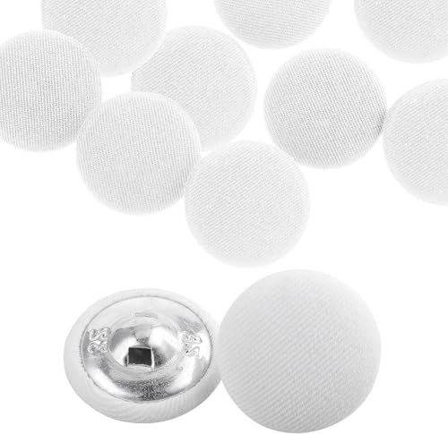 10 Stück 20 mm Stoffbezogene, Abeillo Weiß Knöpfe mit Stoffüberzug, Knöpfe Stoffüberzug, Runde Nähknöpfe, Nähknöpfe für Anzüge, Kleider, Blusen, Vintage Stoffknöpfe für DIY Projekte (Weiß)