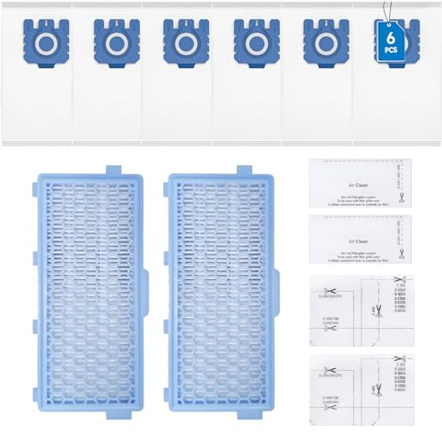 Staubsaugerbeutel für Miele GN Efficiency 3D Staubsauger Complete C3 C2 C1 Classic C1 usw Staubsauger Ersatzteile Serie Staubbeutel Beutel mit 6 Microfilter Ersatz Zubehör 9917730 (Filter+Staubbeutel)