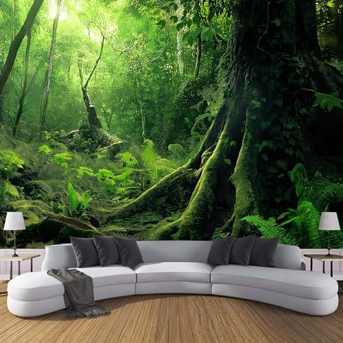 Papel Tapiz Fotográfico Para Dormitorio Sala De Estar, Exuberante Selva Tropical Papel Tapiz Decorativo, Paisaje Natural Papel Tapiz Fotográfico Tela De Seda 250Anx175Al Cm (No Autoadhesivo)