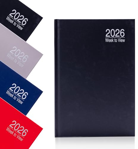 2026 Appointment Diary A5 Week to View - Hourly Times 8AM to 5PM - Hardback Planner Organiser with Year Planner Notes & Timetables - 70gsm Paper (Black)