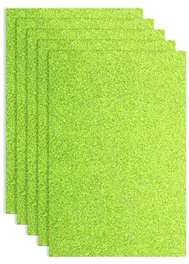 QUARKZMAN 5 Fogli Di Schiuma EVA Con Glitter Verde Chiaro, 8 x 12 Pollici, Carta Di Schiuma Sottile Per Creazioni, Progetti Fai Da Te, Scrapbooking (1.5 mm Di Spessore)