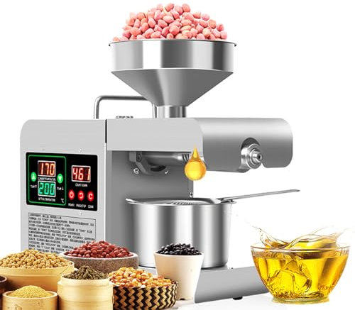 Presse à huile 820 W – Extracteur d'huile électrique automatique chaud/froid, vitesse de pressage de 3 à 5 kg/h, réglage de la température pour arachide, tournesol, noix de coco, soja
