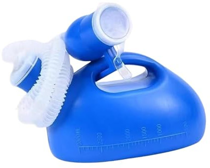 Sharplace Urinoir de réutilisable avec couvercle et tuyau pour homme, 3 000 ml, avec poignée, pour personnes âgées et camping, Bleu, avec Tuyau de 2 M.