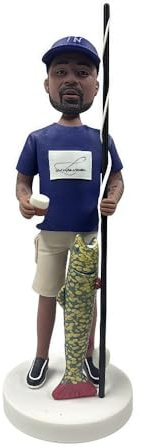 mydedor Custom Fishing Man Wackelkopf – Personalisiertes Angler-Geschenk 2025, handgefertigte Angler-Figur, einzigartige Schreibtischdekoration, Vatertags-Andenken, hergestellt aus Ihrem Foto