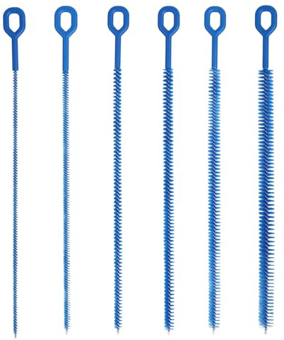6uds Cepillo Limpiador de Pajitas, 32cm Limpiador de Pajitas Extra Largo Reutilizable Brush Pipas Flexible Herramienta Limpieza para Tubos Metal Silicona Plástico Vidrio (Azul)