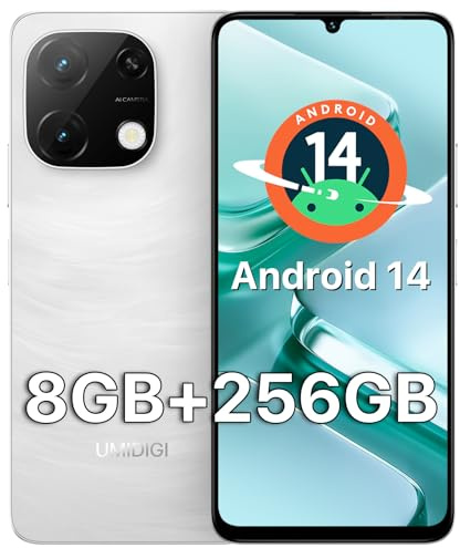 UMIDIGI Mobile Phones, 256GB ROM Android 14 SIM Free Smartphone G9T, 6.75 HD+ 90Hz,8GB(4+4) RAM Phone Unlocked, 5000mAh, Face&Fingerprint Unlock, 4G Phone Dual SIM, GPS,UK Version, White