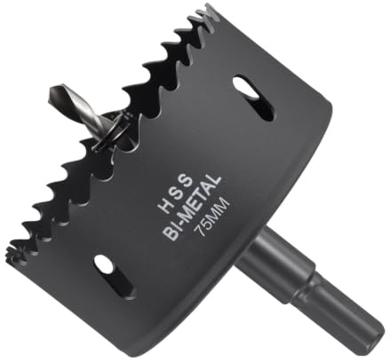 METALLIXITY Kit de Scie Cloche Bi-Métal 75mm (2-61/64), Fraiseuse à Trou en Acier Rapide M42 avec Mèche Centrale, Clé Hexagonale et Ressort - pour Tôle Métallique, Bois, Noir