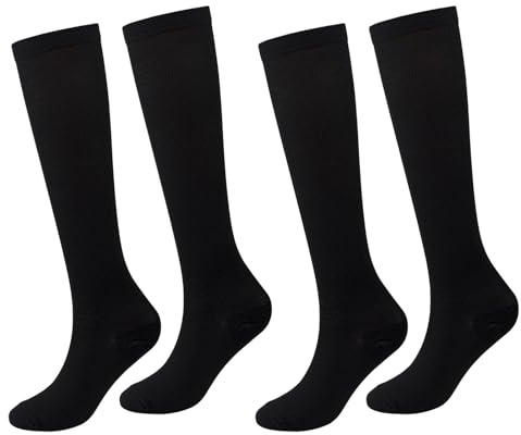 4Pcs Black Football Socks, Football Socks, Football Socks Mens for Outdoor Sports, Long Breathable Black Football Socks Kids for Boys Girls Junior Running Football Hockey Rugby