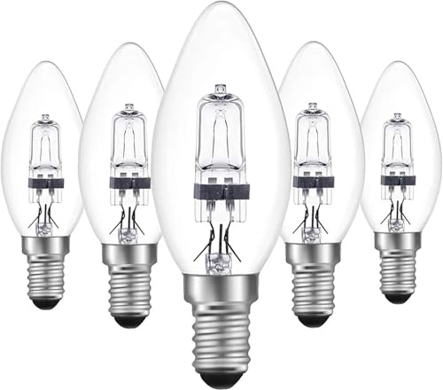 WITSUN ECO Small Edison Screw Candle Bulb 28W, 5 Pack 2800K Warm White - Dimmable Clear Glass Candle Shape Bulbs for Chandeliers, Wall Lights & Pendant Fixture