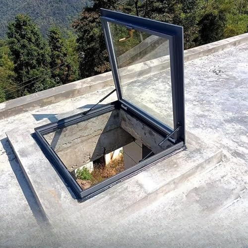 Toit Fenêtre de Fenêtre de toit for maison avec puits lumière, for grenier intérieur, cadre en alliage d'aluminium + verre trempé, for sous-sol/grenier/abri jardin(50x100cm/19.7x39.4in)
