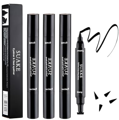 HUVZOR 2 Piezas Delineador de Ojos Waterproof Negro, Sello de Alas de Gato Intensivo y Lápiz - Larga Duración, Fácil de Quitar y Antimanchas, Ideal para Maquillaje Diario y Uso Profesional