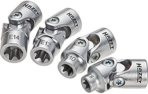 HAZET Steckschlüssel-Satz 880G-E/4, 3/8 Zoll (10 mm) Vierkant | 3/8 Zoll (10 mm) Vierkant hohl, Antrieb 3/8 Zoll (10 mm) Vierkant hohl, Abtrieb Außen TORX Profil, Chrom-Vanadium, 247 g