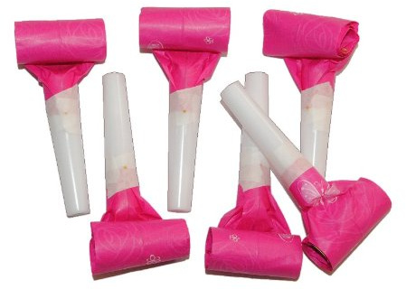 alles-meine.de GmbH 6 TLG. Set Luftrüssel Prinzessin Princess Tröte Tröten Kinder Kinderparty Lufttröte rosa pink