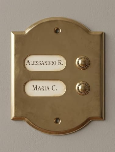 Campanello Interno Esterno Pulsantiera 2 nomi Ottone Lucido Massiccio