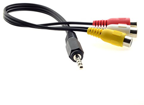 Cablecc 3,5-mm-Stereo-AUX-auf-3-Cinch-AV-Buchsen-Kabel, Audio-Video-Composite-Kabel, 20 cm