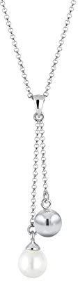 Elli Halskette Damen Kugel Anhänger Y-Kette elegant mit Muschelkernperlen