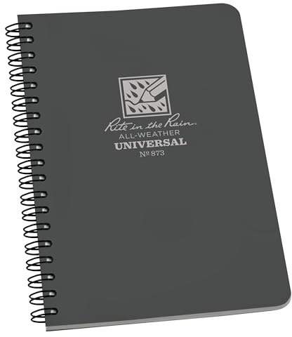 Rite in the Rain Weatherproof Side Spiral Notebook, 4.625 x 7, Gray Cover, Universal Pattern (No. 873)