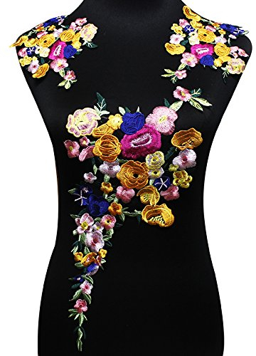 1 Set Stickerei-Blumen-Spitzenaufnäher DIY Kleidung Zubehör mehrfarbig Spitzenmotive Applikationen Trim dekorativer Stoff