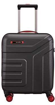travelite 4-Rad Handgepäck Koffer mit TSA Schloss erfüllt IATA Borgepäck Maß, Gepäck Serie VECTOR: Robuster Hartschalen Trolley in stylischen Farben, 072047-01, 55 cm, 40 Liter, schwarz/rot