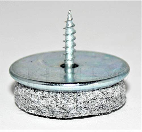 HKB Filzgleiter zum Schrauben, Ø 28mm, 64 Stück, Grauer Filz | Stahl verzinkt, 5mm starker Filz, Metallsockel, strapazierfähig und langlebig, Artikelnr. 51307