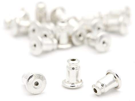 NaturSchatulle Ohrstecker Verschluss 100% Sterling Silber 925 I 25 Paar I Ohrstopper Basteln Selber Machen Pousetten Schmuckherstellung Ohrmutter