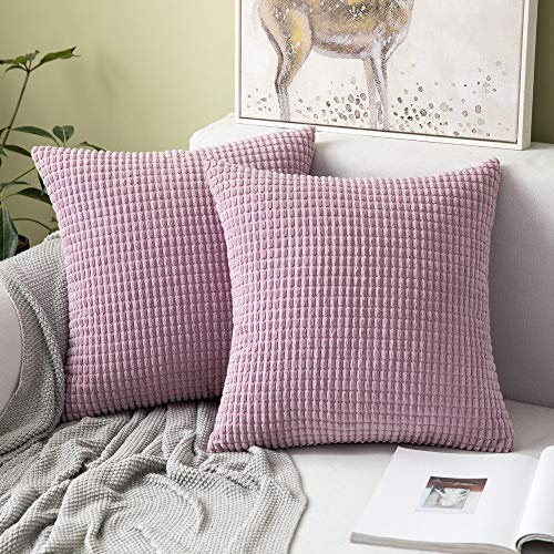 MIULEE Kissenbezug 50x50 Rosa Lila Sofakissen Kordsamt Kissenbezüge Quadrat Cord Dekokissen Kissenhülle Dekorativ Couchkissen Bezug Weich für Wohnzimmer Schlafzimmer 20x20 Inch 2er Set