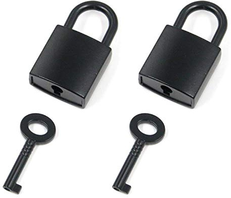 T Tulead Mini Square Padlocks Metal Black Locks Vintage Padlocks Decorative Locks Jewelry Box Padlock Pack of 2 with Keys