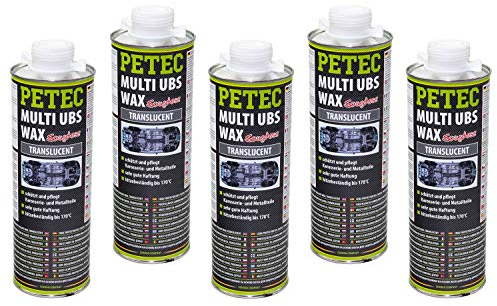 5x 1000 ml Petec UBS Wax Unterbodenschutz auf Wachsbasis Saugdose transparent