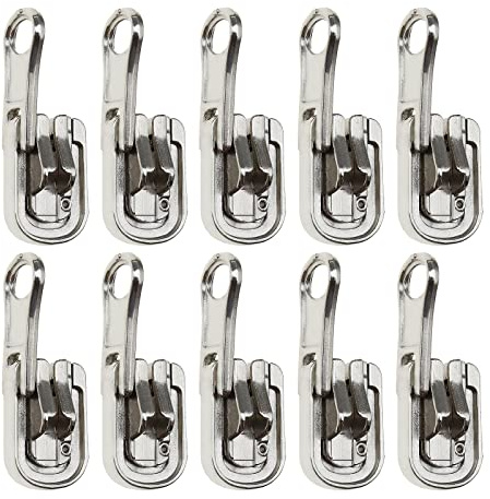OTOTEC 10 Stück 5# Reißverschlüsse Ersatz Umkehrbaren Zuggleitern Doppelseitige Reißverschlüsse mit U-förmigem Stopp-Kit Silber 37x12mm