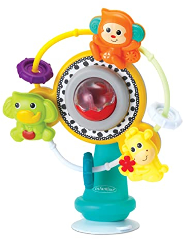 INFANTINO Jouet de Table Ventouse Ferris Wheel pour Chaise Haute avec 3 Amis sur Thème de Jungle/Musique, Multicolore, 1 Unité 315125-00