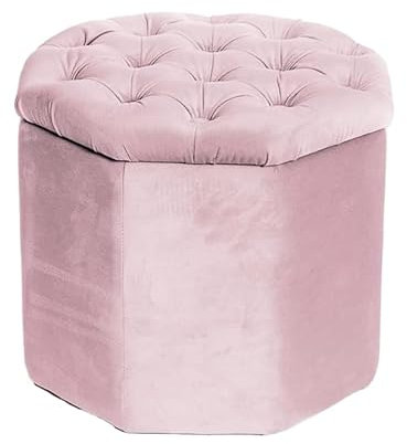 INTRECCI Pouf Contenitore, Puffo per Sedersi, in Tessuto, Effetto Velluto, 40x35h cm, Imbottito, Versatile, Facile da Pulire. Colore: Rosa