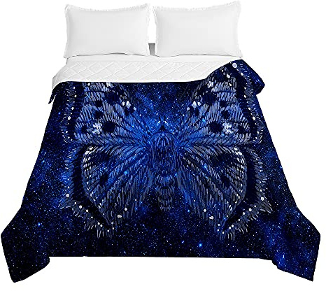 Surwin Tagesdecke Bettüberwurf Steppdecke für Doppelbett Einzelbett, Mikrofaser Wattiert Gesteppt Bettdecke 3D Schmetterling Dünne Tagesdecken mit Ultraschall Prägung (Blaue Galaxie,150x200cm)