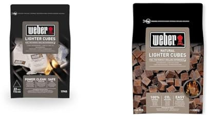 Weber Lighter Cubes | BBQ Lighter Easy Ignition | Power Ignition & Ash-Free Barbeque Lighters & Natural Lighter Cubes | BBQ Lighter Easy Ignition | 100% Natural Barbeque Lighters