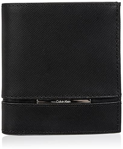 Calvin Klein Slim Plaque Trifold 6CC W/Münze, Schwarz
