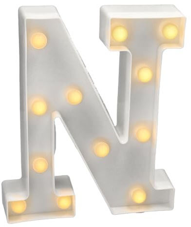 JANDEI - Lettere LED, Numeri Luminosi, Figura a Cuore, 22cm, con Luce Calda per Decorazione e Atmosfera, Luci Notturne Scrivania, Compleanni, Matrimoni, Vetrine. Funzionano con batterie AA (N)