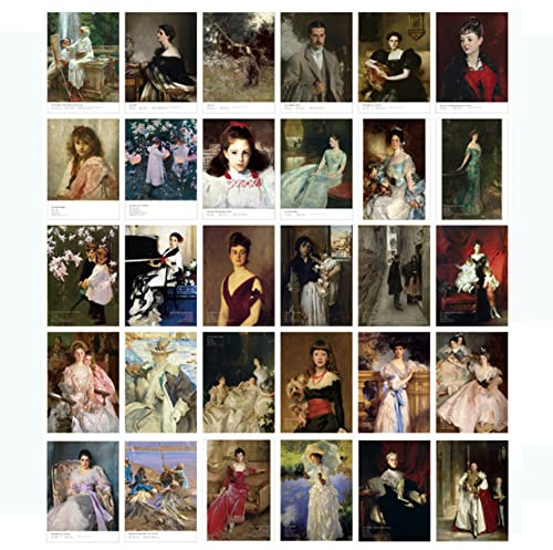 HOSTEESSCHOICE Postkarten-Set mit 30 Postkarten des amerikanischen Künstlers John Singer Sargent, berühmte Malerei, 10,2 x 15,2 cm