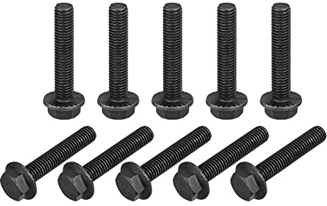 sourcing map M10 x 50 mm Sechskant-Flanschschrauben 10,9 Grad Kohlenstoffstahlschrauben, 10 Stück