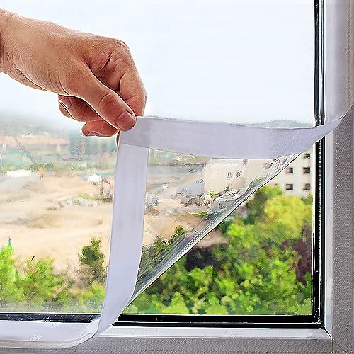 Mellroom Fenster Isolierfolie Thermo Cover Transparente 190cm x 200cm Zuschneidbar zur Wärmedämmung an Fenstern Energiesparende Kälteschutz Fensterisolierung selbstklebend Wiederverwendbar