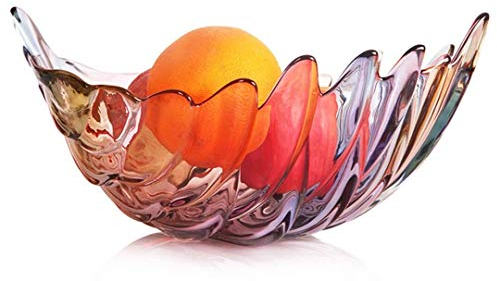 Fruit Basket Fruit Bowl for Kitchen Salad Bowl Lead-Free Glass Fruit Plate Bright Glass Leaf Fruit Bucket Dried Fruit Fruit Basket Fruit Bowl Fruit Plate (Color : A)