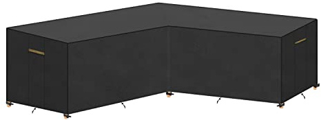 VANSHEIM V-Shape Garden Furniture Cover Waterproof Outdoor Rattan V Shape Garden Furniture Cover with Air Vents,Waterproof Tape,Rip resistance Heavy Duty Oxford Fabric Sofa Cover 215x215x87/80cm