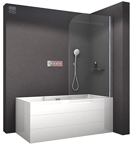 BERNSTEIN Badewannenaufsatz NT201 Duschwand für Badewanne, Faltwand für Wanne 80x140cm, Duschwand, Duschtrennwand aus ESG-Glas –Duschabtrennung Badewanne Profilfarbe Chrom