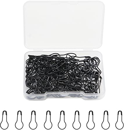 Svarta säkerhetsnål, 120 st metallglödlampor, säkerhetsnål, 22 mm/0,87 tum stygnmarkörer för stickning av kalebassstift, virkade sömmar, mini säkerhetsnålar för sömnad kläder gör-det-själv hantverk