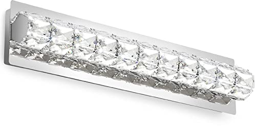Jadssox Kristall-Waschtischlampe LED-Badezimmerspiegel-Frontleuchte, Chrom Schminkspiegelbeleuchtung Make-up-Lampen Schminktisch Schlafzimmer Spiegelschrank Schminklichter, 16W 6000K kaltweiß
