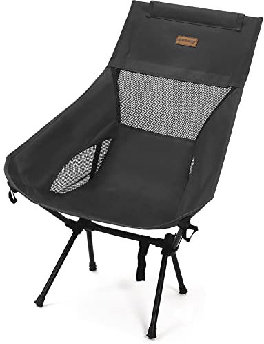 Rainberg Ultra Lightweight High Back Camping Chair, Folding Chair, Camping Chairs for Adults, Foldable Garden Outdoor Picnic BBQ Chairs. (Pack of 1, Black)