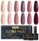 INPING Smalto Semipermante Per Unghie Nudo, 6 Colori Nudo Marrone nudo Raccolta Set Di Smalti UV Per Unghie Nudo Albicocca Beige Rosa Marrone scuro Vernicie Gel per 8ml DIY